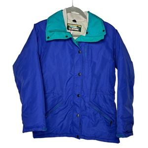 Vintage L.L. Bean Women Penobscot Parka Blue Jacket Full Zip Insulated No Hood M